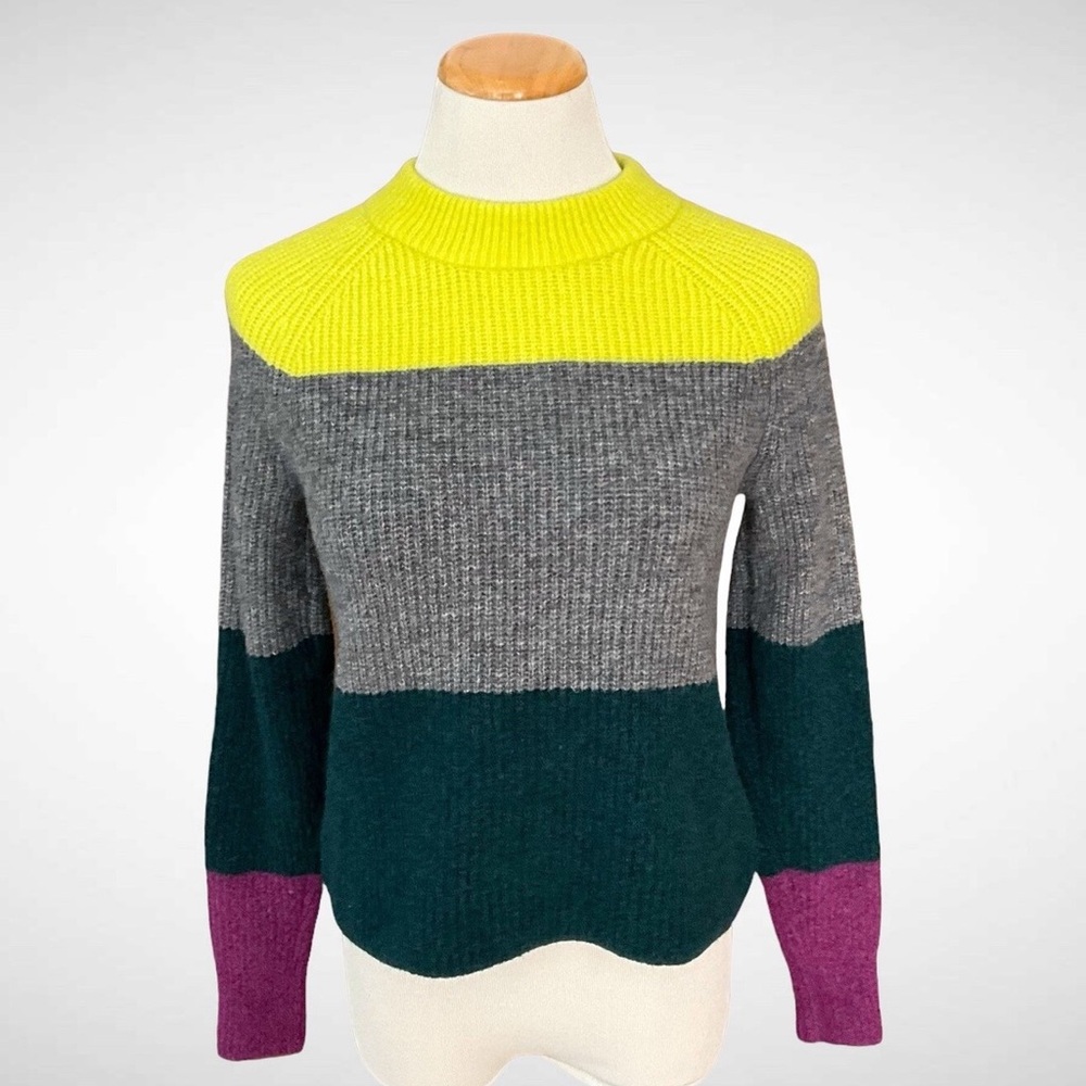 Banana Republic Women's Colorblock Sweater - Yellow, Gray, Green, Purple